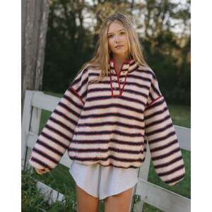 Eleven Eleven Striped Fleece Pullover Size XS